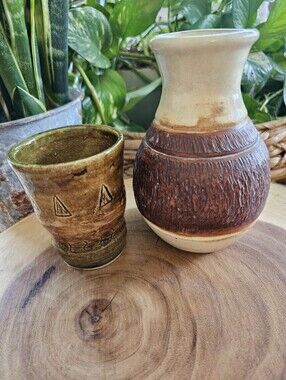 2 PC Handmade (Signed) Tribal-Style Pottery Bundle